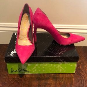 Sam Edelman Dea Pink Suede Pointed Toe Heel